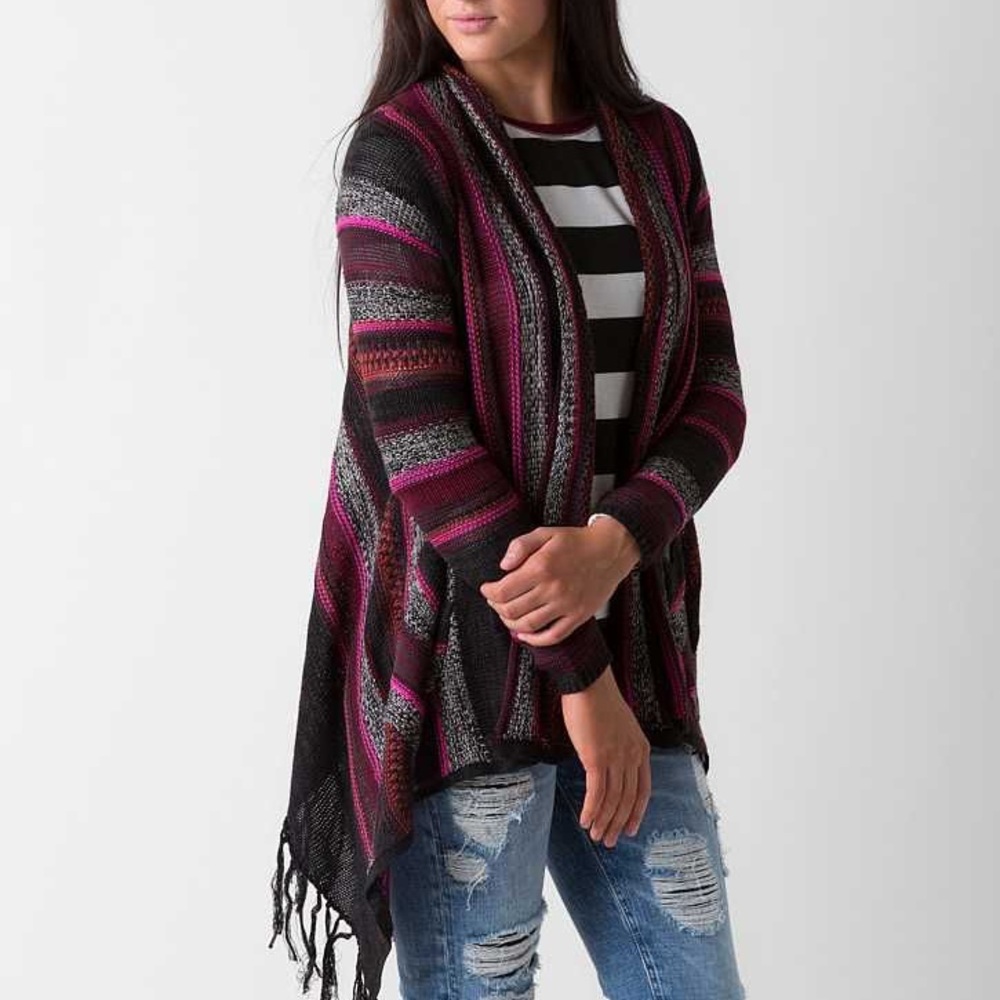 BILLABONG Pink Maroon Sweater Kimono Wrap - Medium